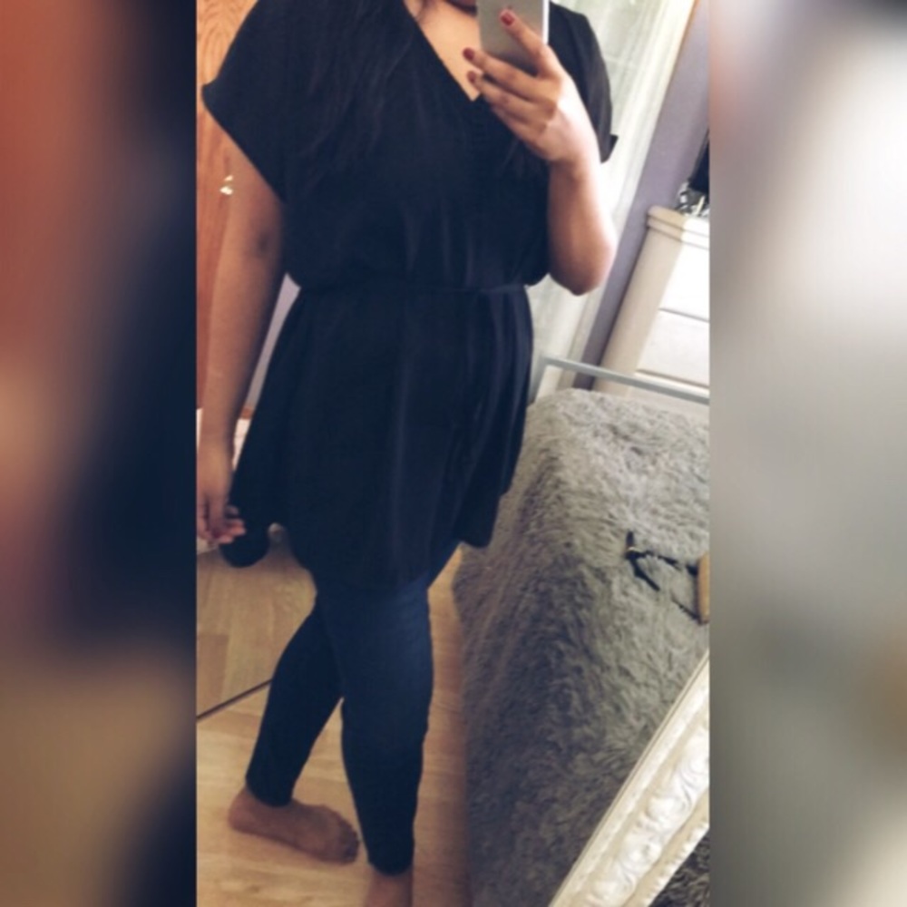 Black Blouse with Front Tie